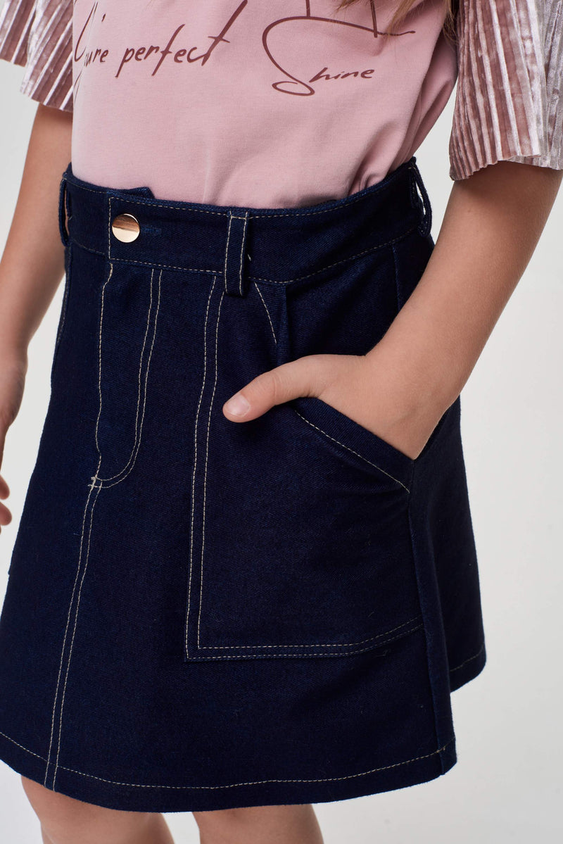 A-la Denim Skirt, navy