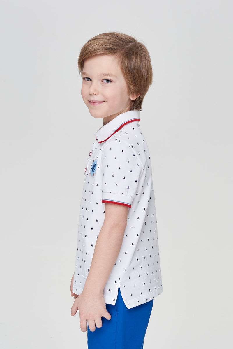 AOP Polo T-Shirt, ecru