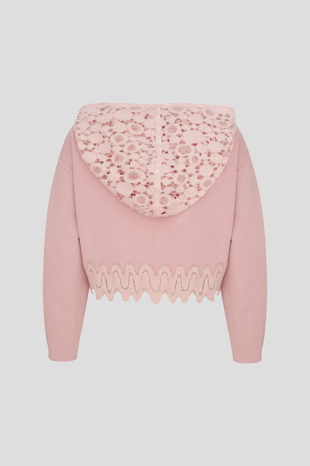 Velour Effect Lace Decorated Footer Sweatshirt