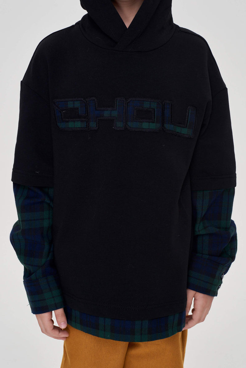 Combined Hoodie, black/checkered