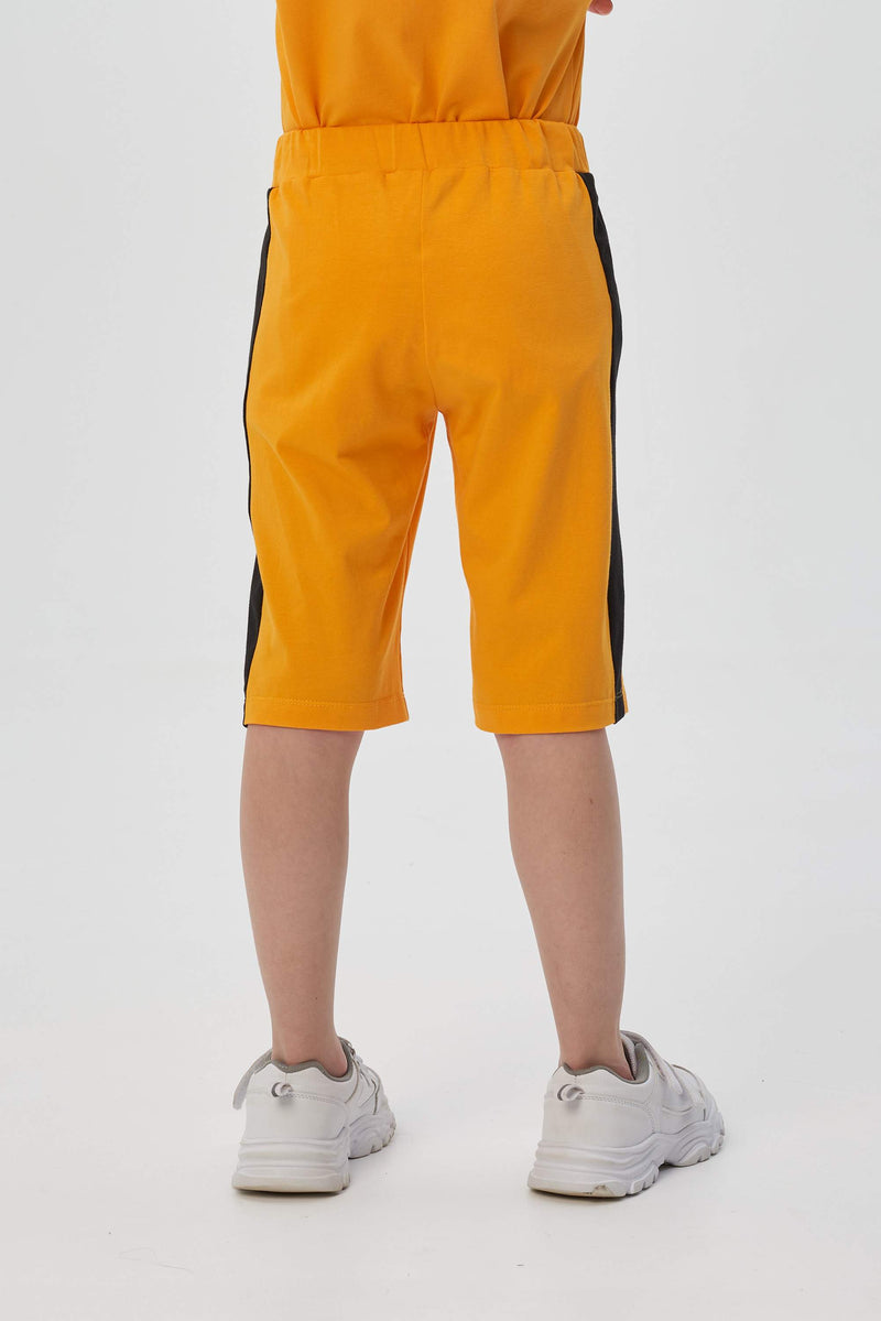 Ocher printed knitted shorts