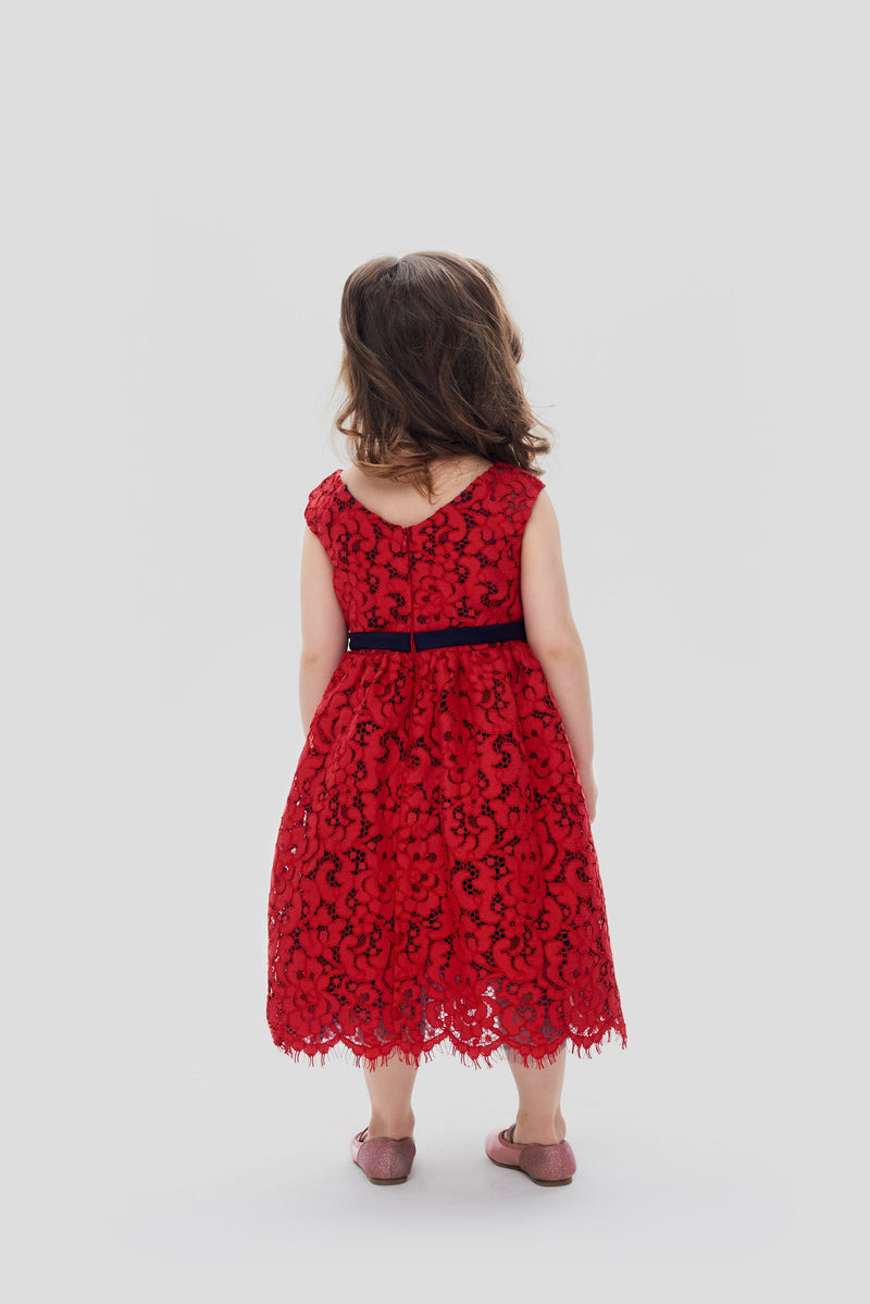 Red lace smart dress