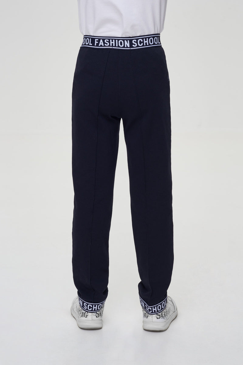 Footer pants with trim, blue