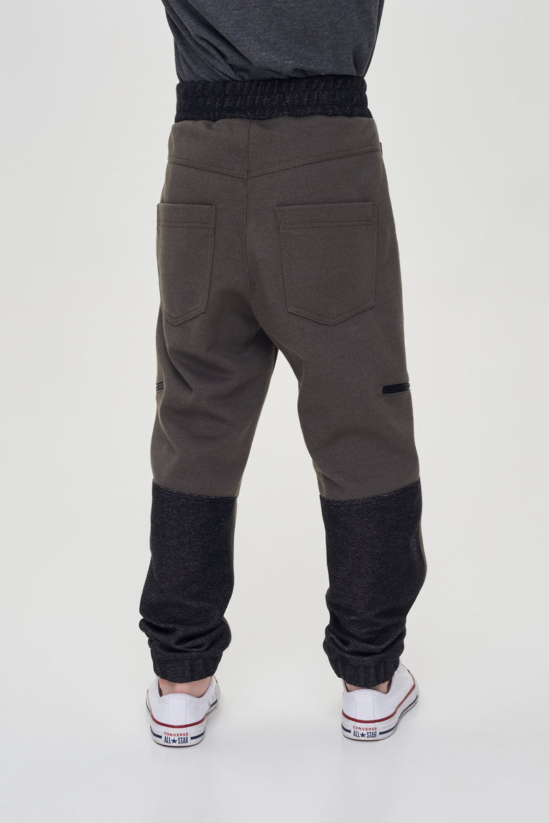 Knitted Denim Trousers, khaki