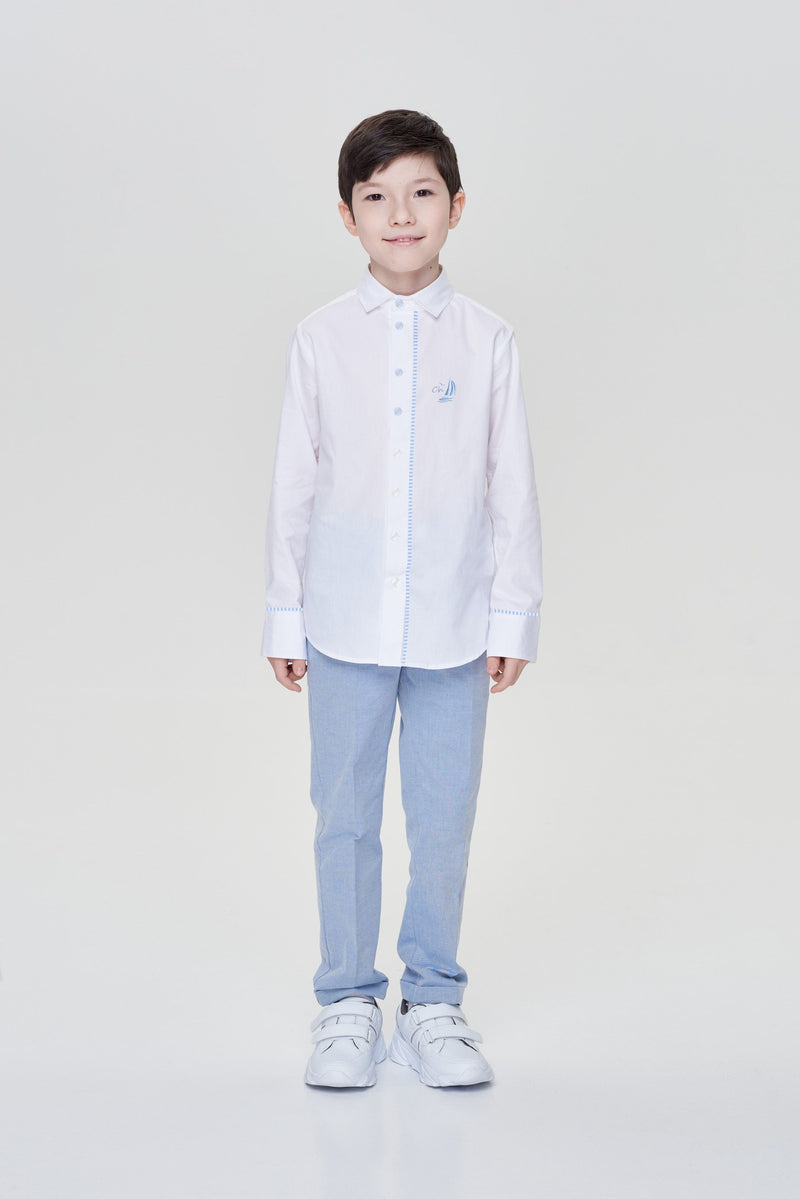 Embroidered Smart Shirt, ecru