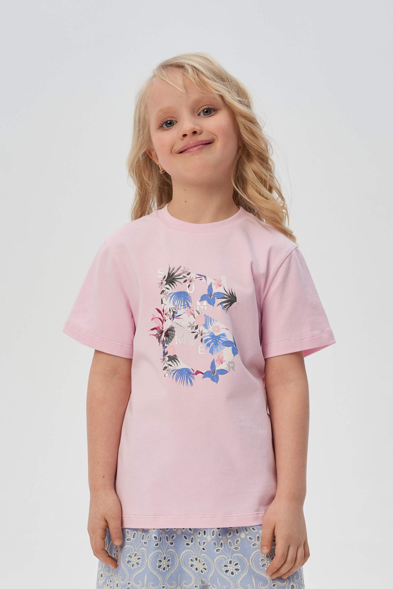 Print decorated T-Shirt, pink