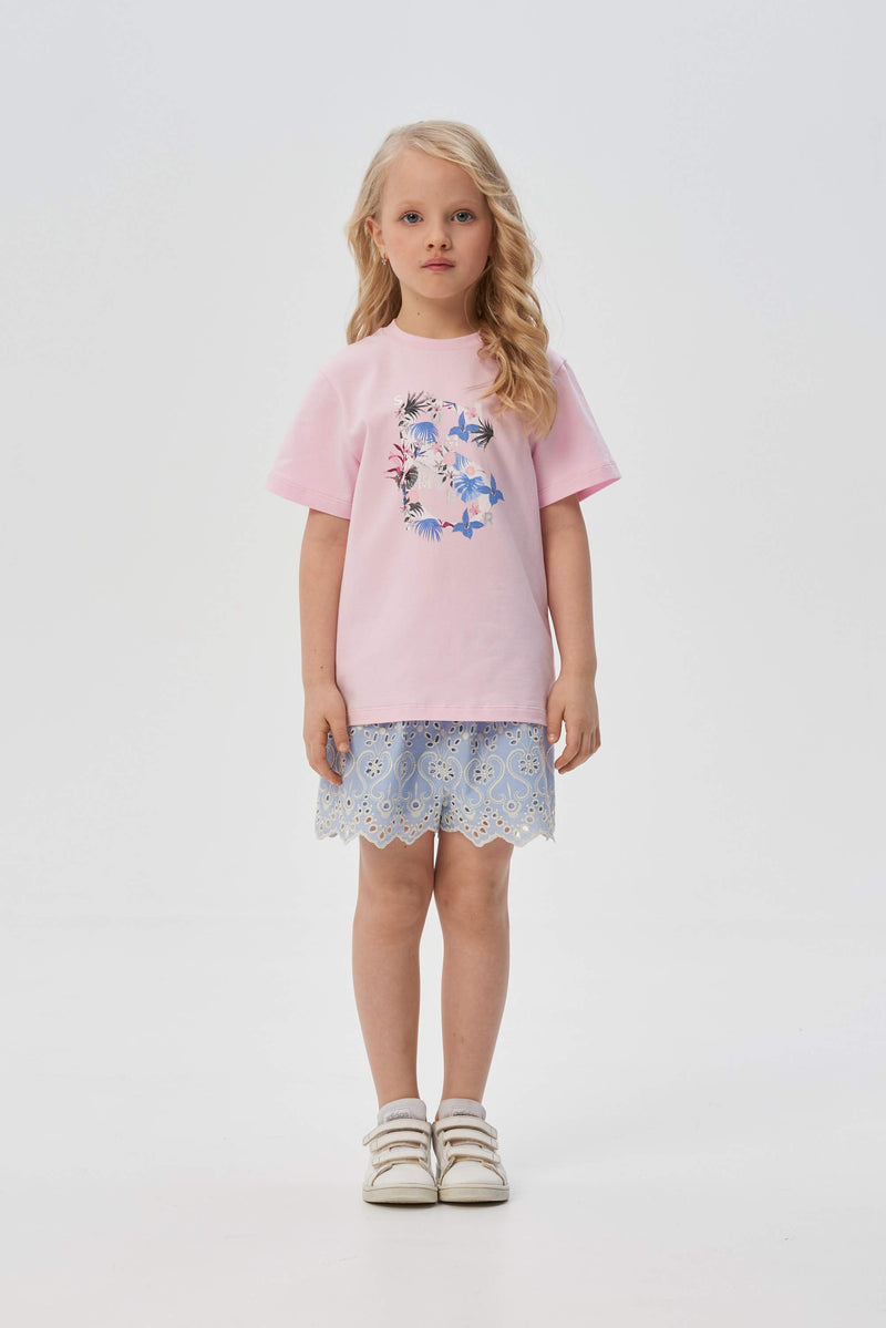 Print decorated T-Shirt, pink