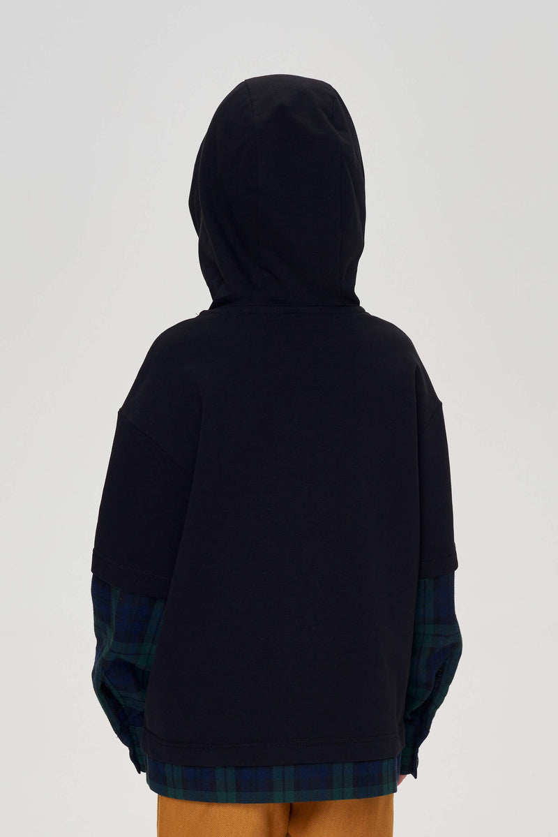 Combined Hoodie, black/checkered