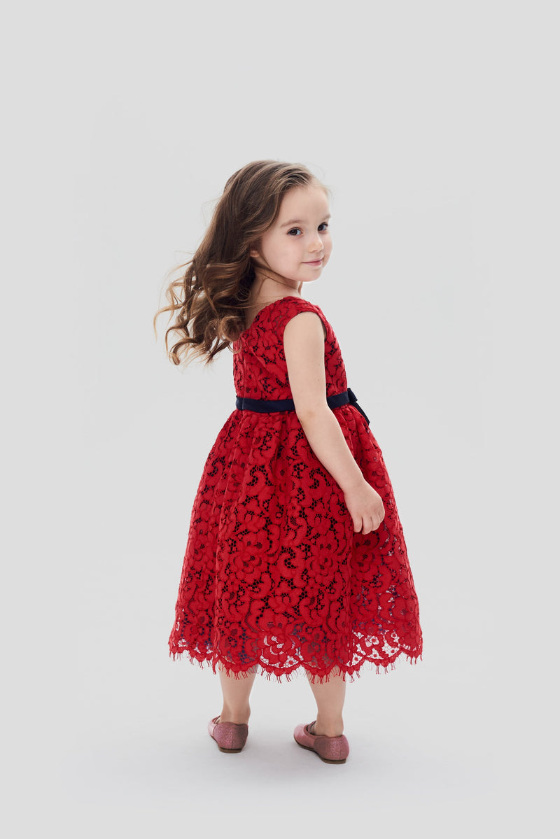 Red lace smart dress