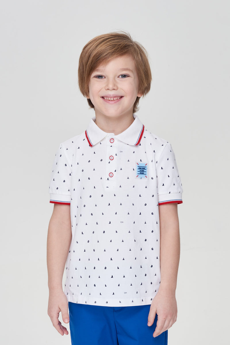 AOP Polo T-Shirt, ecru