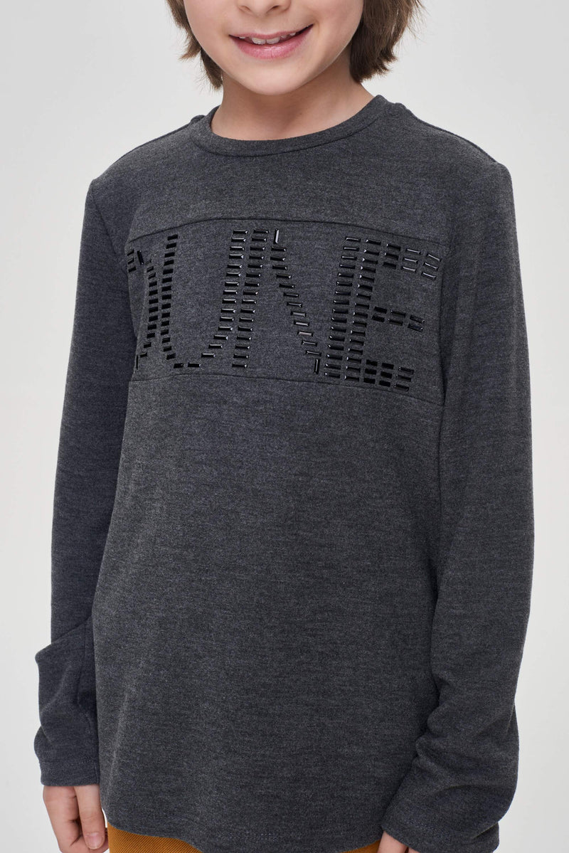 Grey decorated ls tee