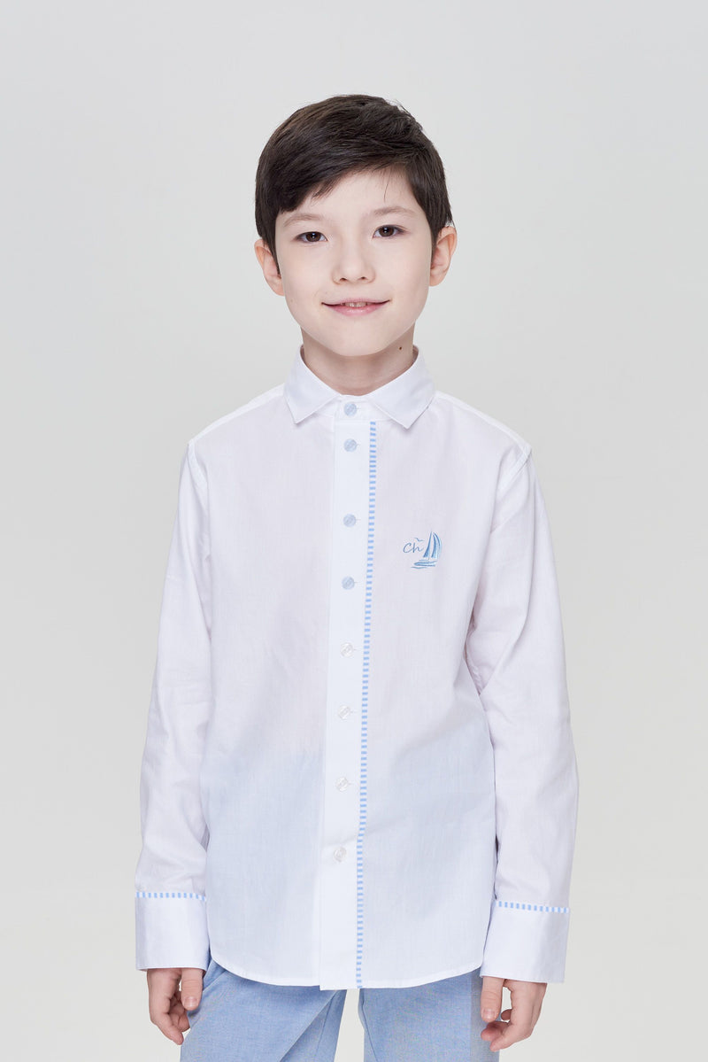 Embroidered Smart Shirt, ecru